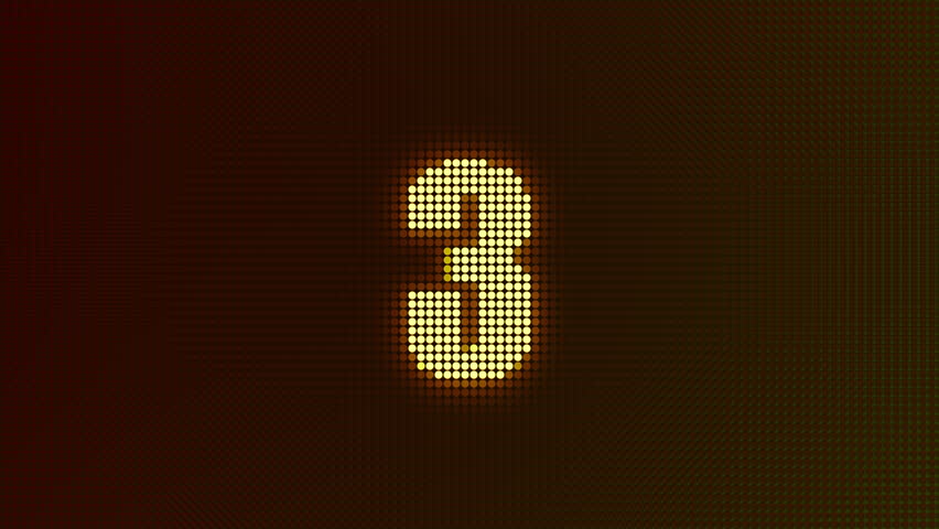 Clear LED Countdown Footage: Pixelated 3-2-1 Timer Animation for Movies, Ads, Events - High-Resolution Retro Digital Display Video Clip, Versatile Stock Asset for Intros, Launches or Starts