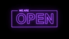 We're Open Neon Sign Looping for night storefront, restaurant, motel and night business - Powered by Shutterstock - Get 15% off with code: PIKWIZARD15