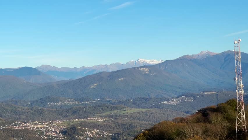 Panoramic view of the autumn mountains