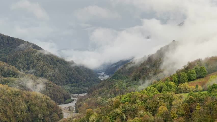 Mountain panorama in a cloudy weather