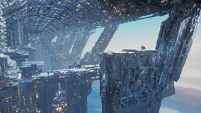 A vibrant, futuristic city floats in the sky, showcasing towering structures and complex designs. Illuminated pathways create a dynamic atmosphere in this advanced urban landscape. - Powered by Shutterstock - Get 15% off with code: PIKWIZARD15