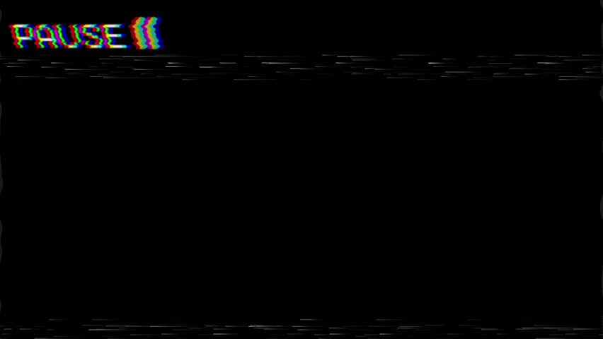 4K VCR pause animation. retro VHS screen with blinking PAUSE text
