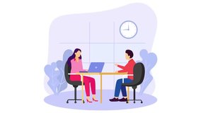 Employer vs candidate negotiating compensation scene animation, Finalizing business terms for growth animated video, Intrinsic motivation clip, Behavioral Economics footage, Employee Onboarding motion - Powered by Shutterstock - Get 15% off with code: PIKWIZARD15