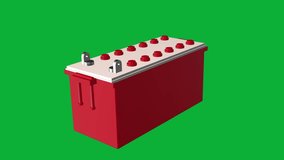 3D Giant 12 Volt Truck Battery Animation on Green Screen, High Quality Automotive Power Source, Heavy Vehicle Energy Cell, Car and Truck Spare Part, Industrial Machinery Voltage Equipment - Powered by Shutterstock - Get 15% off with code: PIKWIZARD15