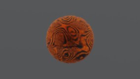 Hairy 3d sphere with orange-gray striped pattern and metallic cage floating on dark gray surface builds surreal abstract background with futuristic conceptual minimal design - Powered by Shutterstock - Get 15% off with code: PIKWIZARD15