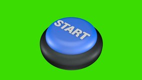 Blue start button pressed and activated on green screen background, isolated control element animation for interface, technology, UI design and media projects, chroma key, 3D animation - Powered by Shutterstock - Get 15% off with code: PIKWIZARD15