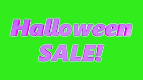 Neon glowing text “Halloween SALE” humorously appears on green screen background, festive spooky promo animation for seasonal holiday discounts, chroma key, 3D animation - Powered by Shutterstock - Get 15% off with code: PIKWIZARD15