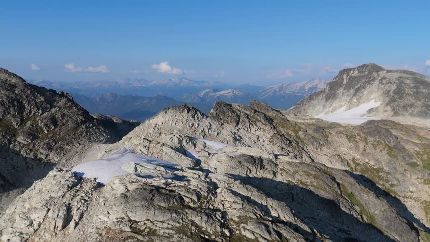 Majestic Aerial View of Rugged Rocky Mountain Peaks and Glaciers in British Columbia, Canada