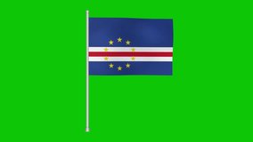 a cape verde flag is waving on a pole. the backdrop is a green screen. the flag features a blue field, white and red stripes, and a circle of yellow stars. it is a representation of the nation. - Powered by Shutterstock - Get 15% off with code: PIKWIZARD15