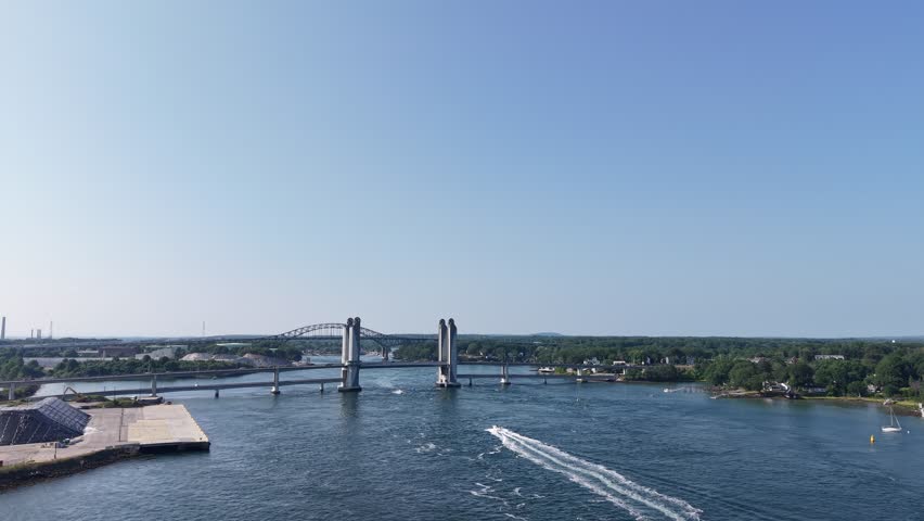 Aerial view of the Piscataqua River from Badgers Island