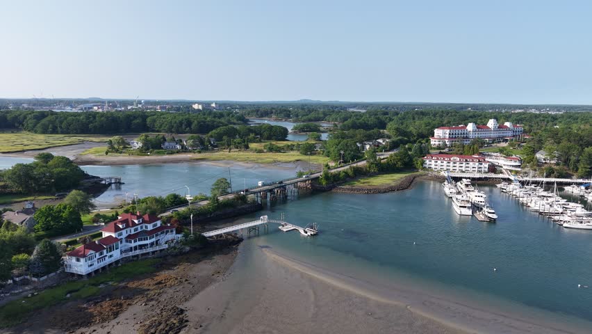 Aerial View of the Piscataqua river at Sanders Poynt in New Castle New Hampshire