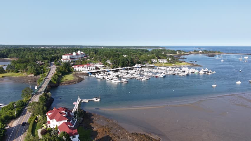 Aerial View of the Piscataqua river at Sanders Poynt in New Castle New Hampshire