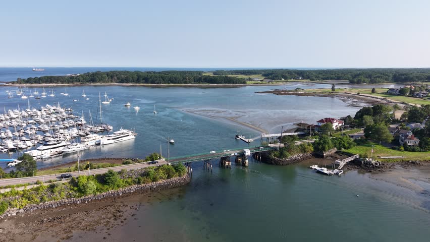 Aerial View of the Piscataqua river at Sanders Poynt in New Castle New Hampshire