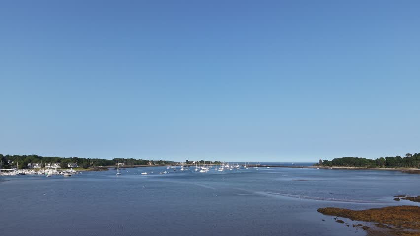 Aerial View of the Piscataqua river at Sanders Poynt in New Castle New Hampshire