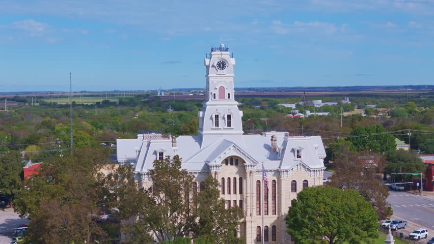 Aerial of downtown Hillsboro Texas