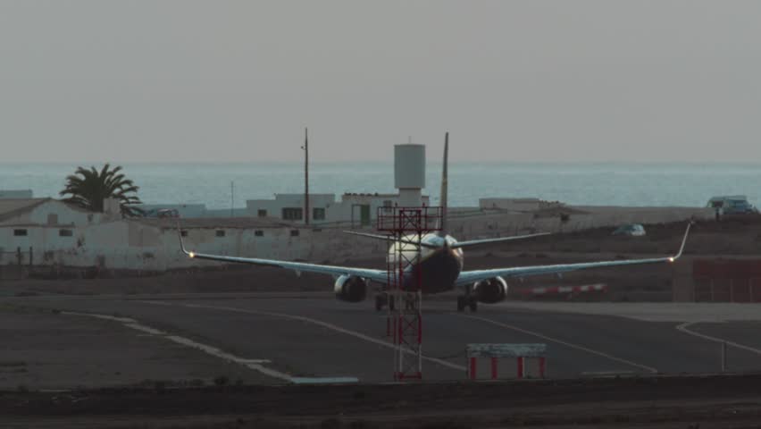 airplane taxiing at the airport 4k video