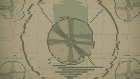 Please stand by text Retro TV calibration screen with bold text "PLEASE STAND BY," featuring muted green tones, circular test patterns, and a nostalgic broadcast style. - Powered by Shutterstock - Get 15% off with code: PIKWIZARD15