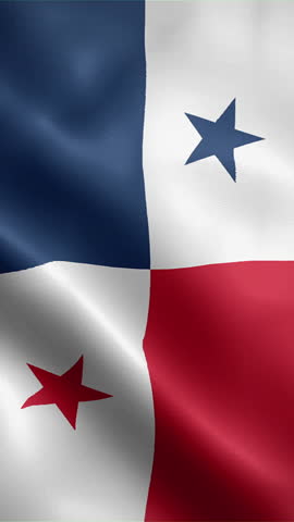 Panama flag waving animation, vertical flag, seamless loop animated, official colors (portrait).