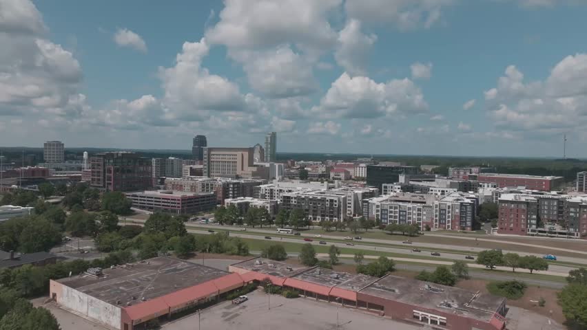 City of Durham, North Carolina, Urban Landscape, Skyline Panorama with Clouds