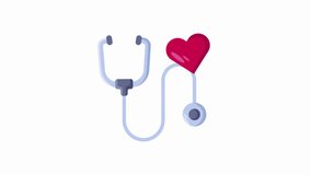 Animated Stethoscope with Heartbeat Icon | Cardiology and Medical Checkup Loop Animation - Powered by Shutterstock - Get 15% off with code: PIKWIZARD15