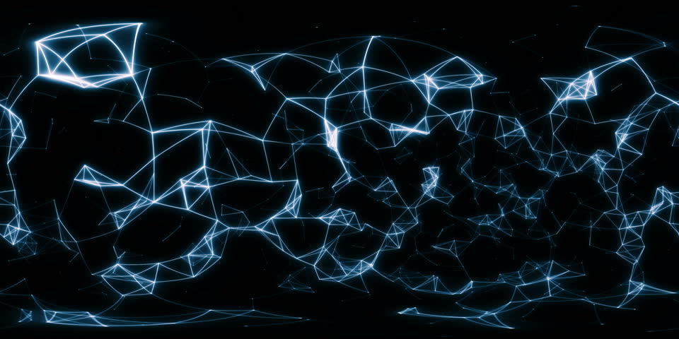 Abstract neon light with particles visual effects for 360 VR video.(loopable)