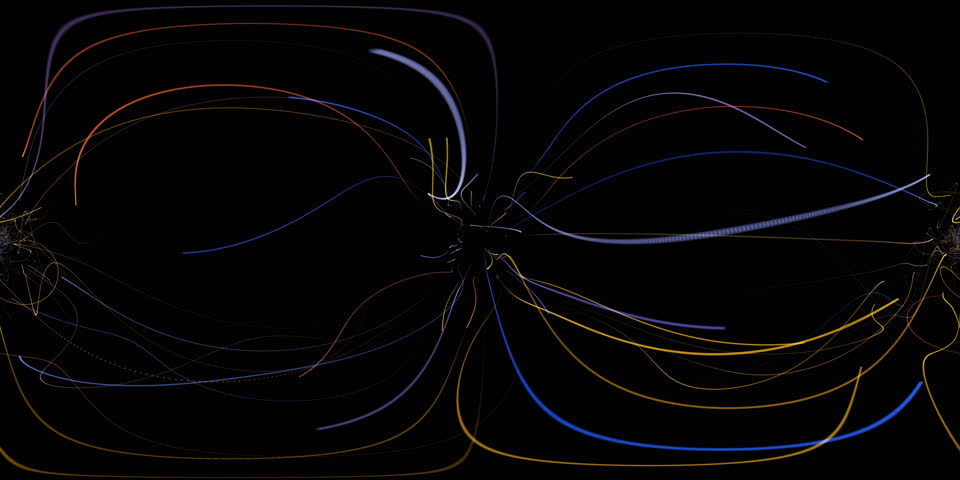 Curves that flows at high speed from front to back visual effects for 360 VR video.(loopable) Ver.1