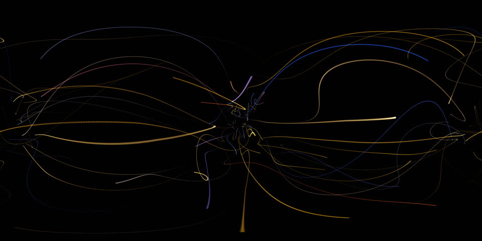 Curves that flows at high speed from front to back visual effects for 360 VR video.(loopable) Ver.2