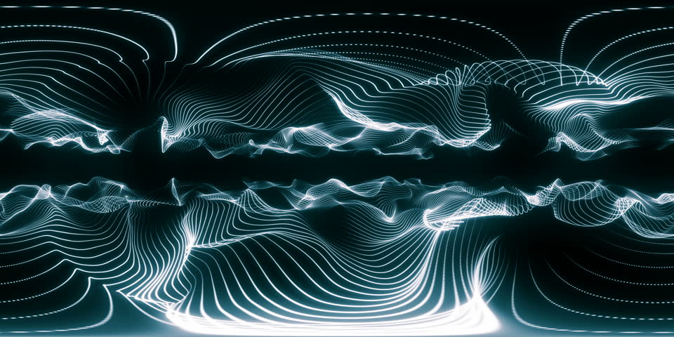 Neon strings wave visual effects for 360 VR video.(loopable)