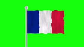 France French national flag waving on green screen animation, 3D realistic fabric motion with chroma key background, seamless looped video element - Powered by Shutterstock - Get 15% off with code: PIKWIZARD15