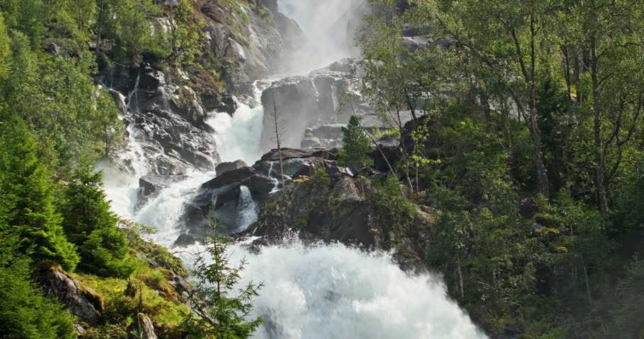 Latefossen Waterfall, Hardanger Norway – Powerful Forest Cascade