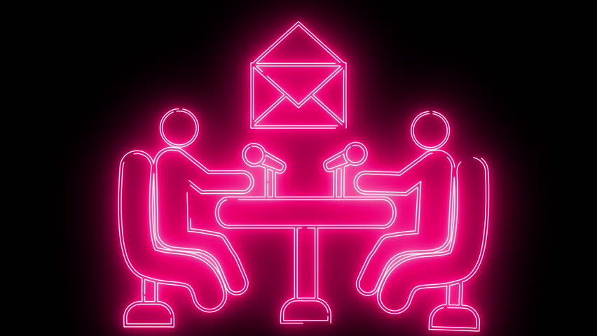 open message icon and podcast icon with neon effect
