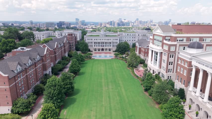 Aerial Flyover Of Belmont University Lawn Towards McWhorter Hall In Nashville, Tennessee.