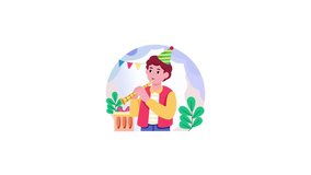 A flat style animated illustration showing a kid blowing whistle - Powered by Shutterstock - Get 15% off with code: PIKWIZARD15