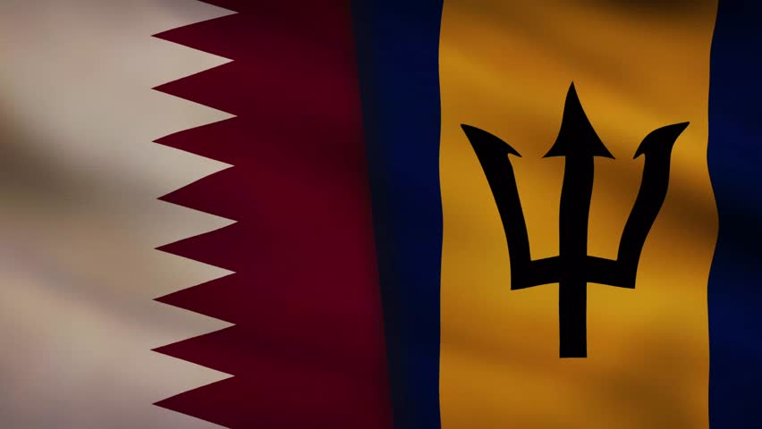 Qatar waving flag and Barbados