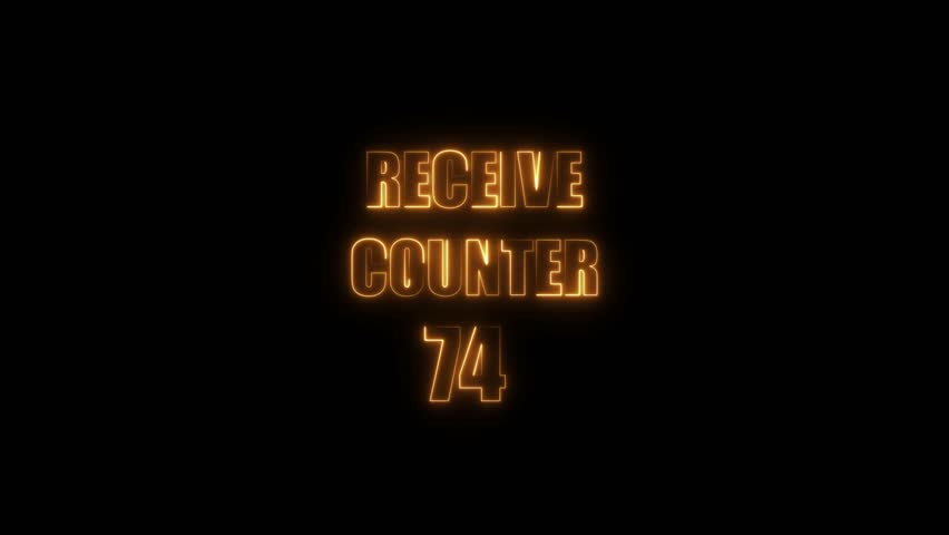 Receive counter Icon 74 number neon bright orange color animation. Contact office background 4k video.