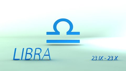 3d rotating libra zodiacal symbol with name and date, loopable - 1080p