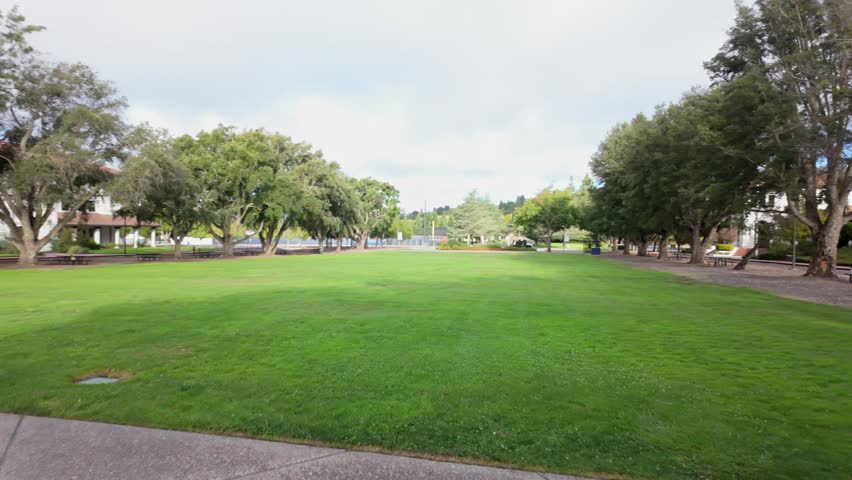 Wide panning view of Saint Mary’s College showing open courtyard of the institution.