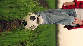child kid baby girl run across green lawn sunset, kicking soccer ball, playing football field, childhood dream happy kid, soccer ball closeup, friendly soccer match, recreational soccer fun, outdoor - Powered by Shutterstock - Get 15% off with code: PIKWIZARD15