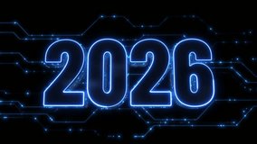 Digital Data moving on Circuit Board and CPU in form of 2026 new year digits. Abstract high tech Artificial intelligence (AI), data mining, modern computer technology surface. Cyber new year congrats - Powered by Shutterstock - Get 15% off with code: PIKWIZARD15