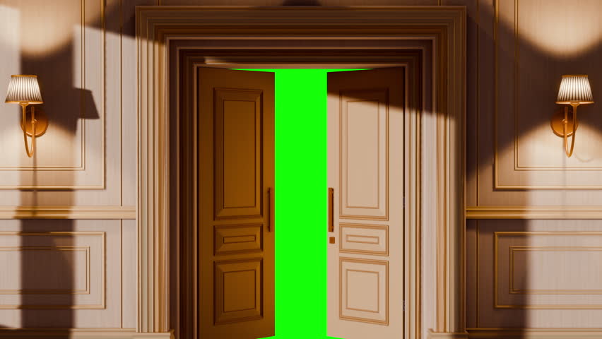 Luxury Double Doors Opening 3d Render Animation, with Green Screen, and Luma matte included.