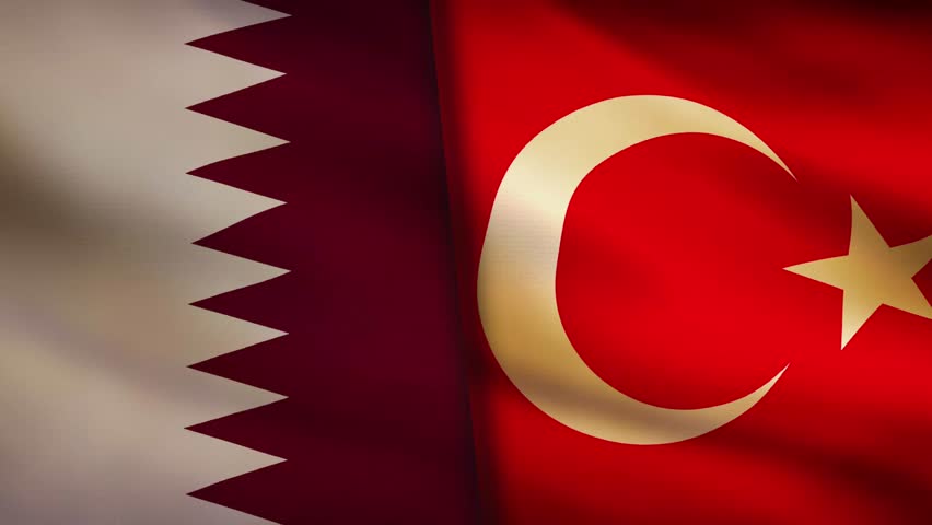 Qatar waving flag and Turkey