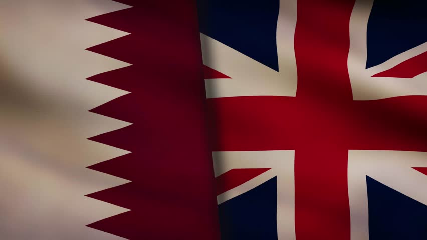 Qatar waving flag and UK