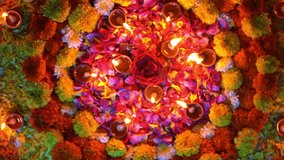  Diwali Diya with Marigold Flower Decoration, Oil Lamp Festival of Lights - Powered by Shutterstock - Get 15% off with code: PIKWIZARD15