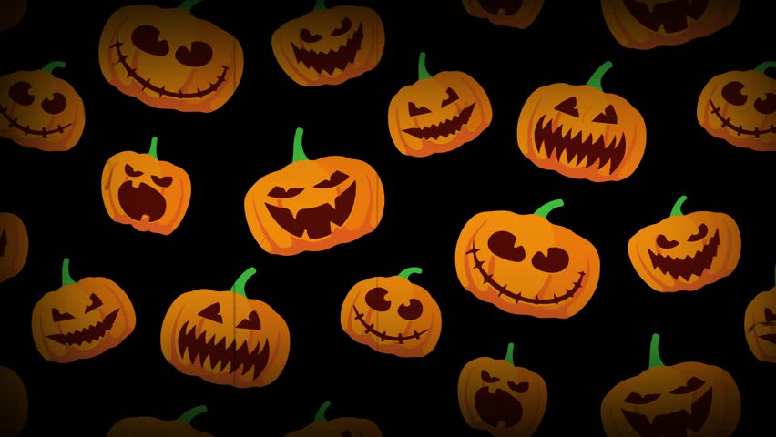 Animated Halloween Pumpkins with Scary Flicker and Glitch effect, 4K, Loop. 