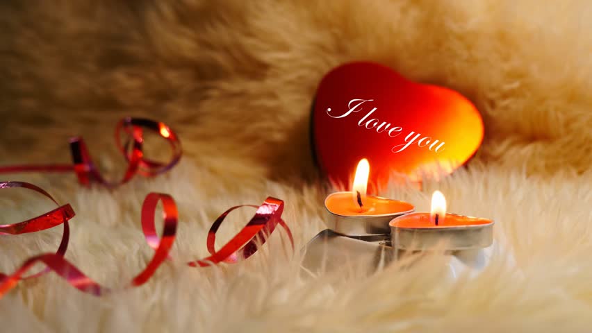 Heart in candles, heart I love you, heart in feathers, fire, background, candles