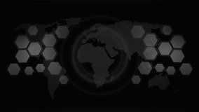 Futuristic digital interface with global map and business strategy icons gear lightbulb graduation cap trophy data chart and team collaboration symbols on dark background technology concept - Powered by Shutterstock - Get 15% off with code: PIKWIZARD15