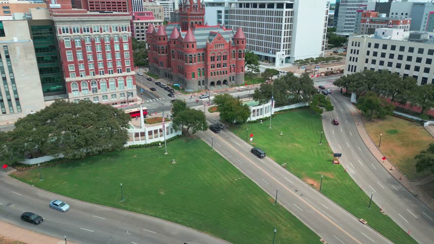 Dealey Plaza aerial in Dallas, Texas