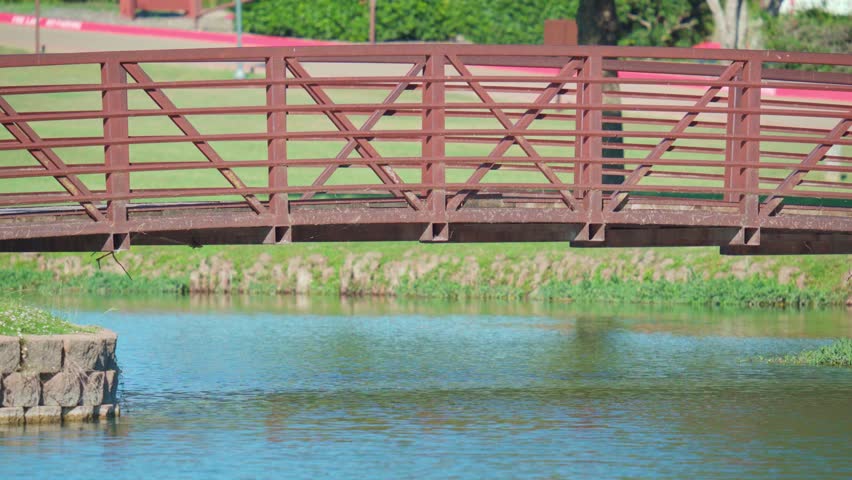 Footbridge at Town Lake in Mckinney, Texas