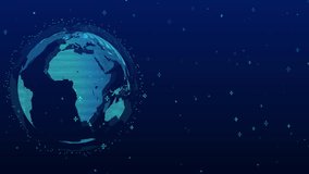 World Map Globe Rotating With Particle Ring Binary Code - Powered by Shutterstock - Get 15% off with code: PIKWIZARD15
