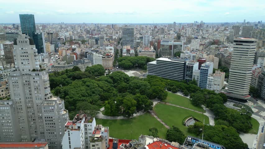 Aerial View of Plaza San Martin with Kavanagh Building in Foreground Buenos Aires